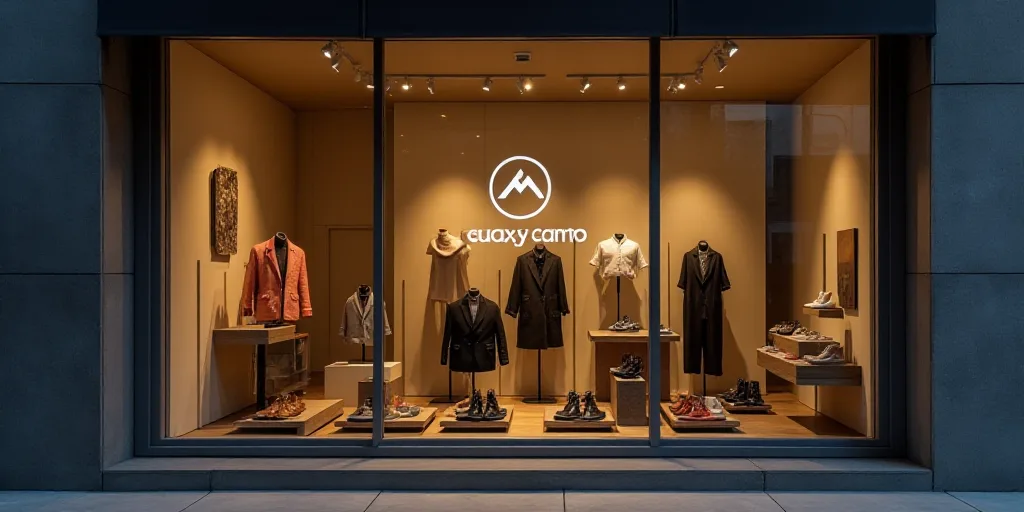 a logo for a company that sells accessories and accessories for sale in the store's storefront windo