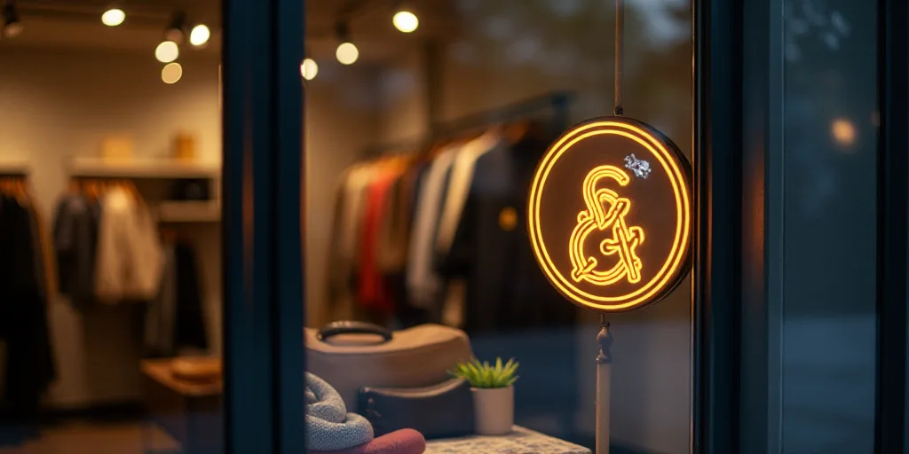 a logo for a company that sells accessories and accessories for sale in the store's storefront windo