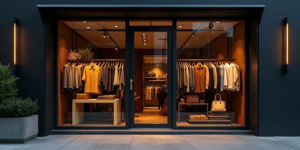 a logo for a company that sells accessories and accessories for sale in the store's storefront windo