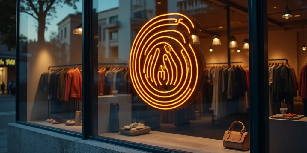 a logo for a company that sells accessories and accessories for sale in the store's storefront windo