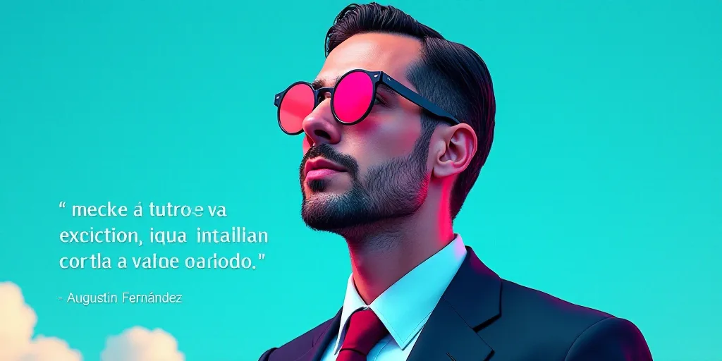a man in a suit and glasses with a blue background and a quote from the author, fausto prettiin mund
