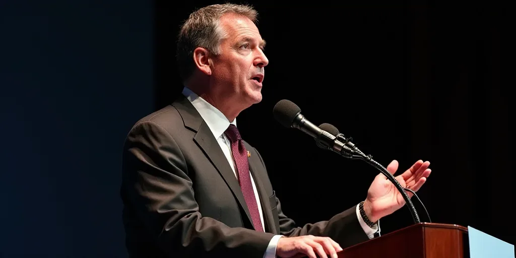a man in a suit and tie giving a speech at a podium with a microphone in front of him, Didier Mouron