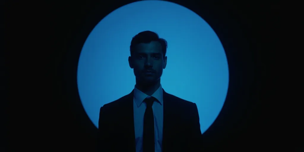 a man in a suit and tie is shown in a blue circle with the words opinion on it and a black backgroun