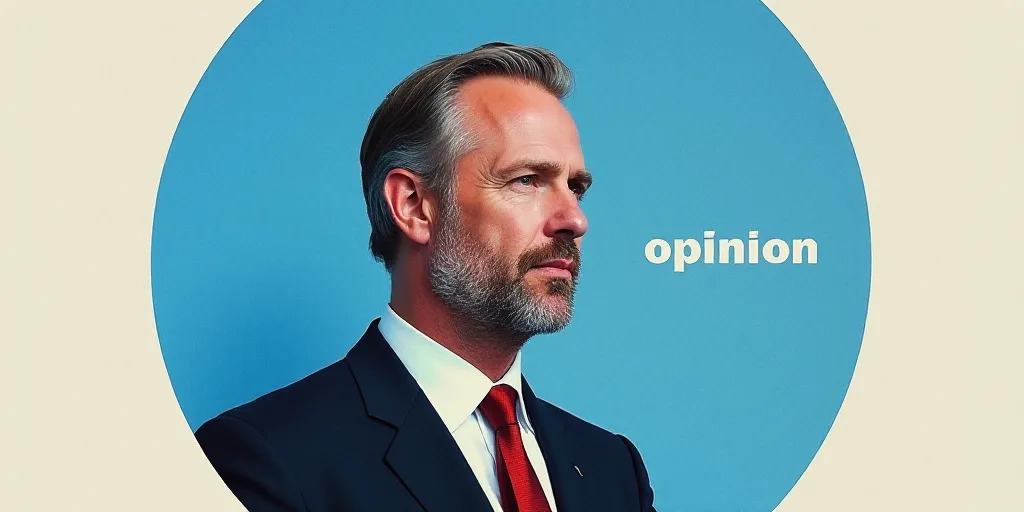 a man in a suit and tie is shown in a blue circle with the words opinion and an image of a man in a