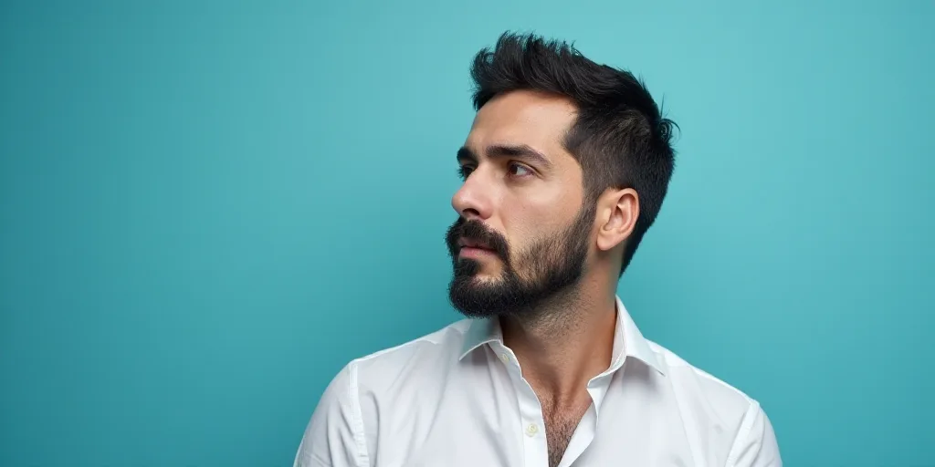 a man in a white shirt is on a blue background with a black and white photo of him and the words opi