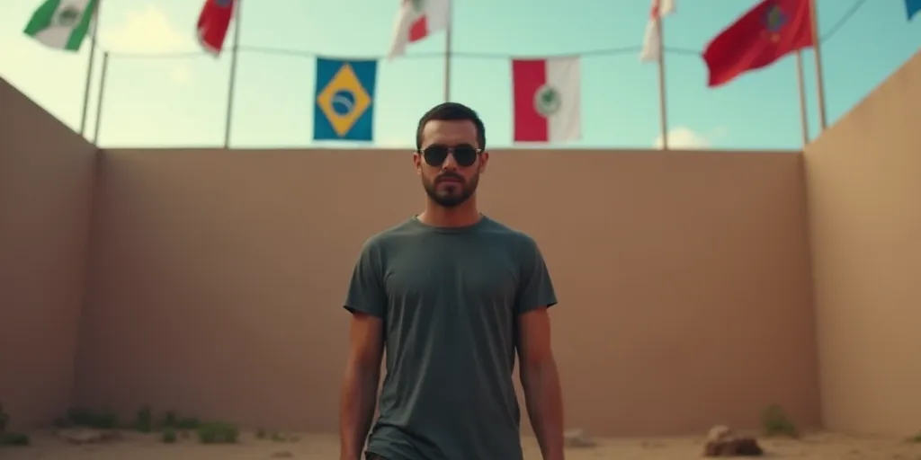 a man standing in front of a wall with flags behind him and a caption that reads musk ignore acusaci