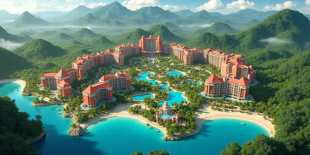 a map of a resort with a lot of rooms and a lot of rooms on it and a lot of water, disney, aerial vi