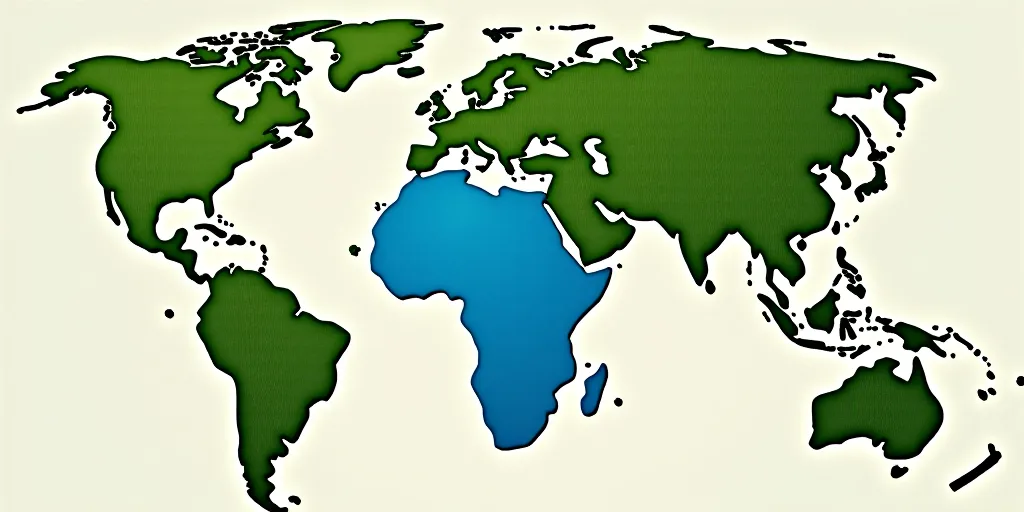 a map of africa with a lot of green leaves on it's side and a blue map of africa in the middle, Andr