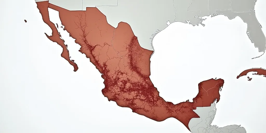 a map of mexico with the number of people in it and the number of people in the area with the number