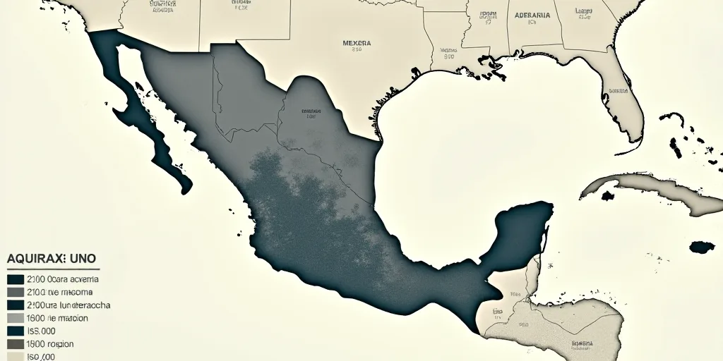 a map of the region of mexico with numbers of people and numbers of people in spanish and english, a