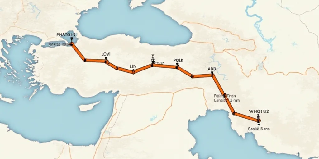 a map of the route of the train from the airport to the airport in the us and the location of the ai