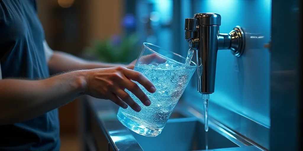 a person putting a container of water into a machine to be filled with water and other things to dri