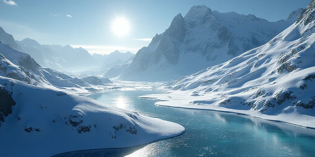 a picture of the earth with a lot of snow on it and a lot of water on the ground, Enguerrand Quarton