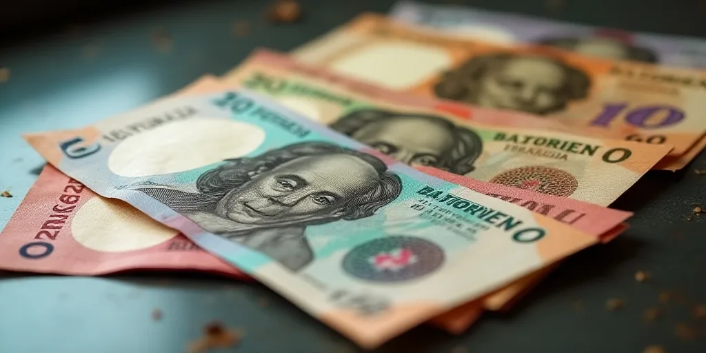 a pile of mexican currency sitting on top of each other on a table top with a lot of money, Aquirax