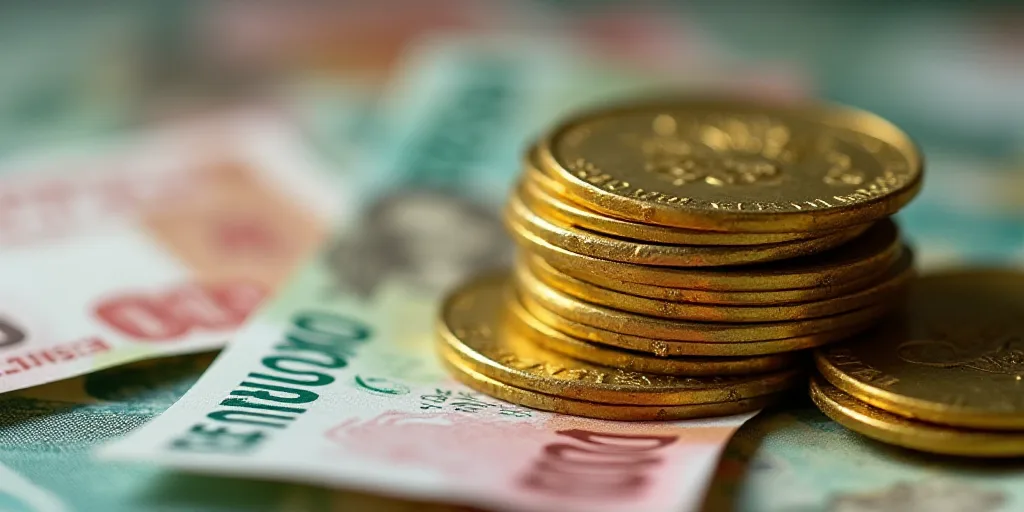 a pile of mexican currency with a lot of money in the background of the image is a pile of mexican c