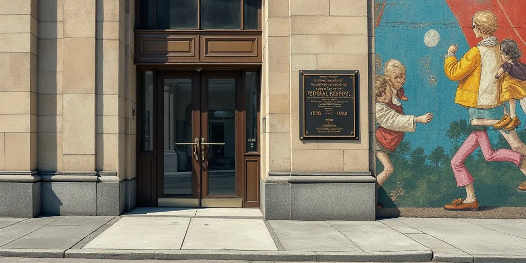 a plaque on the side of a building that says department of the federal reserve, 1876 - 1989 on it, D