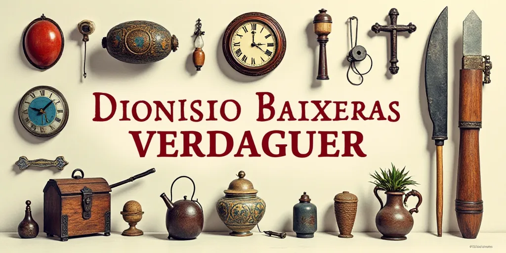 a poster with a number of different types of items on it, including a clock and a cross, and a messa