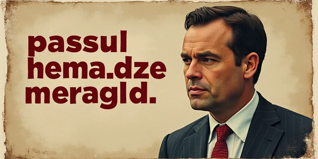 a poster with a picture of a man in a suit and tie on it, and the words,'passul hemadze meragld, Arn