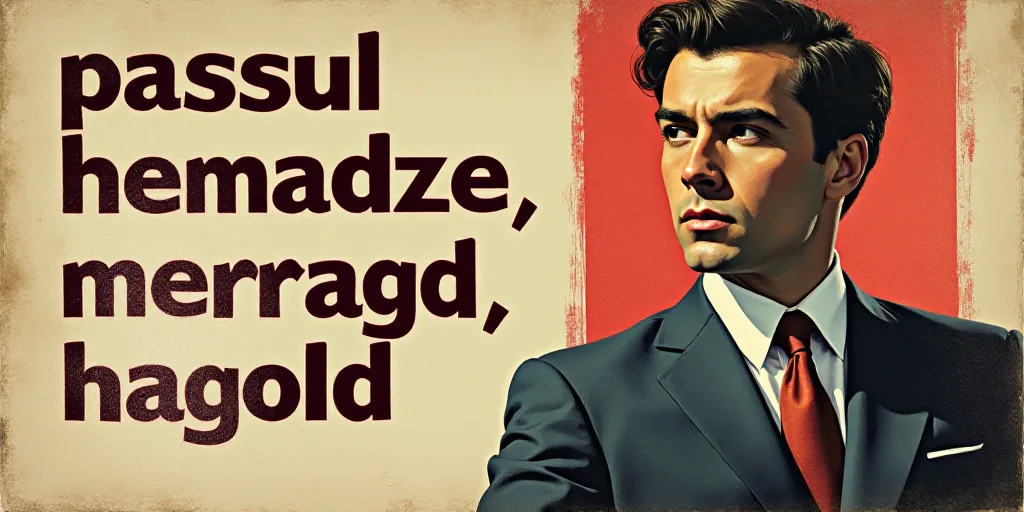 a poster with a picture of a man in a suit and tie on it, and the words,'passul hemadze meragld, Arn