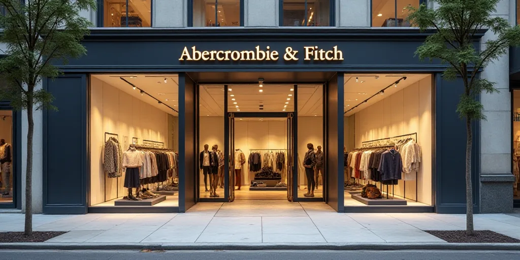 a store front with a large glass door and a sign that says abercrombie & fitch, Christian Hilfgott B