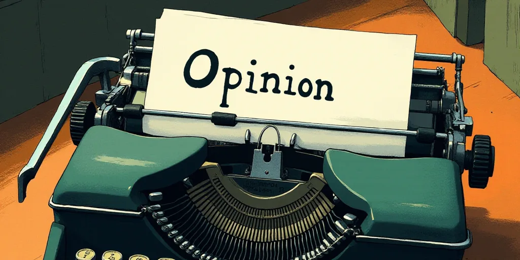 a typewriter with a lot of papers on it and the words opinion written in black and white on the top,