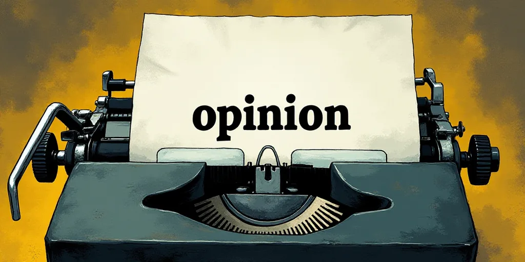 a typewriter with a lot of papers on it and the words opinion written in black and white on the top,