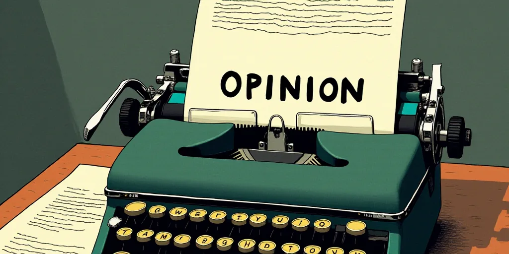 a typewriter with a lot of papers on it and the words opinion written in black and white on the top,