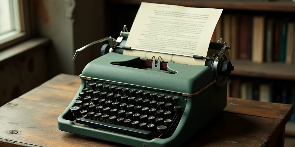 a typewriter with a lot of papers on it and a caption that says opinion on it in spanish, Edward Oth