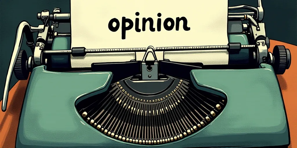 a typewriter with a lot of papers on it and the words opinion written in black and white on the top,