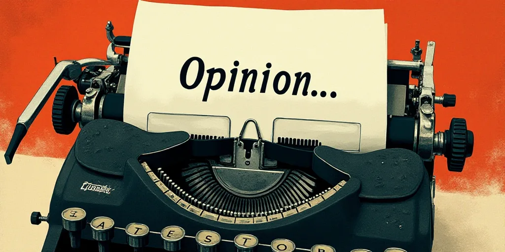 a typewriter with a lot of papers on it and the words opinion written in black and white on the top,