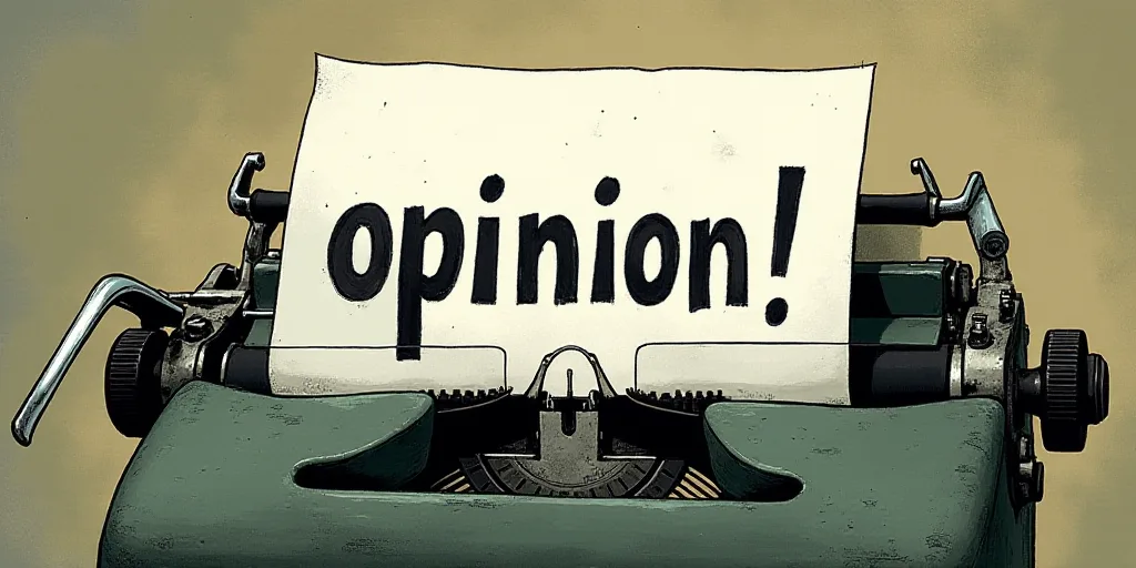 a typewriter with a lot of papers on it and the words opinion written in black and white on the top,
