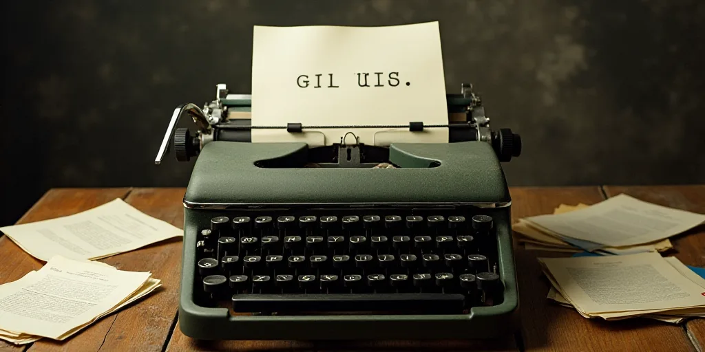 a typewriter with a lot of papers on it and a caption that says opinion on it in spanish, Edward Oth