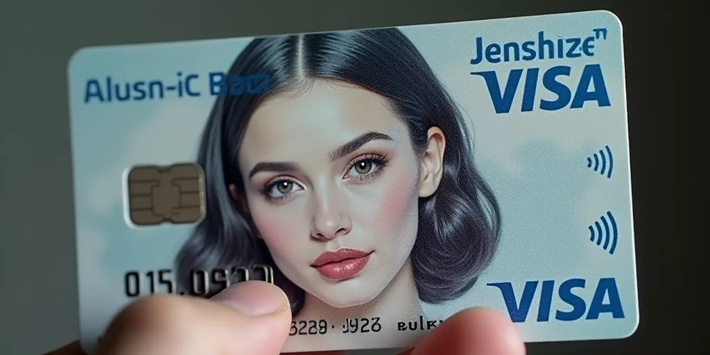 a visa card with a woman's face on it and a visa card with a woman's face on it, Felix-Kelly, turnar