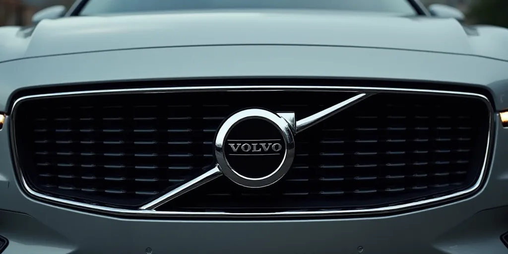 a volvo emblem on the front of a car's grilles and grills, with the word volvo on it, An Gyeon, fine