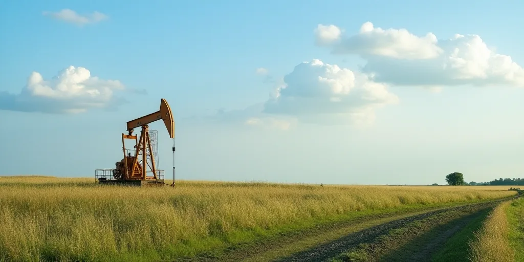 a well in a field with a sky background and a few clouds in the background, with a few clouds in the