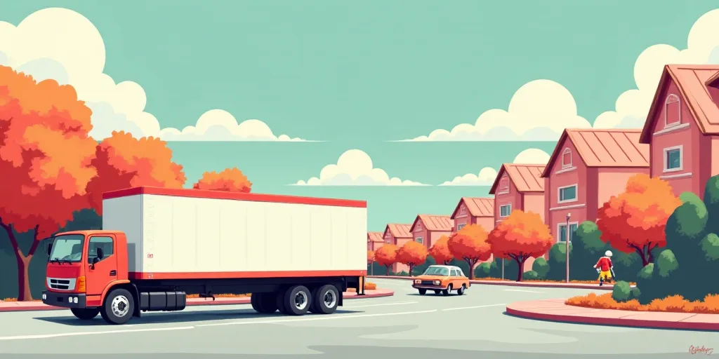 a white and red truck and some buildings and cars and a person on a skateboard and a car, Esteban Vi