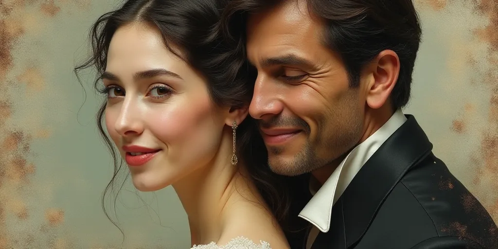 a woman and a man are shown in this composite image and in the same image, they are both smiling, Ev