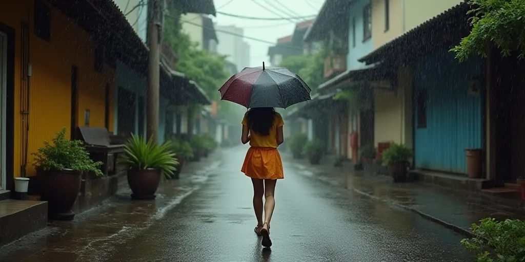 a woman walking down a street while holding an umbrella over her head and a woman walking down a str