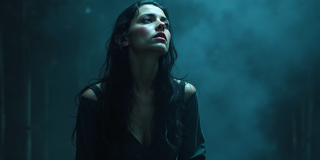 a woman with long hair and a black and blue background with the words,'the power of the mind ', Arac