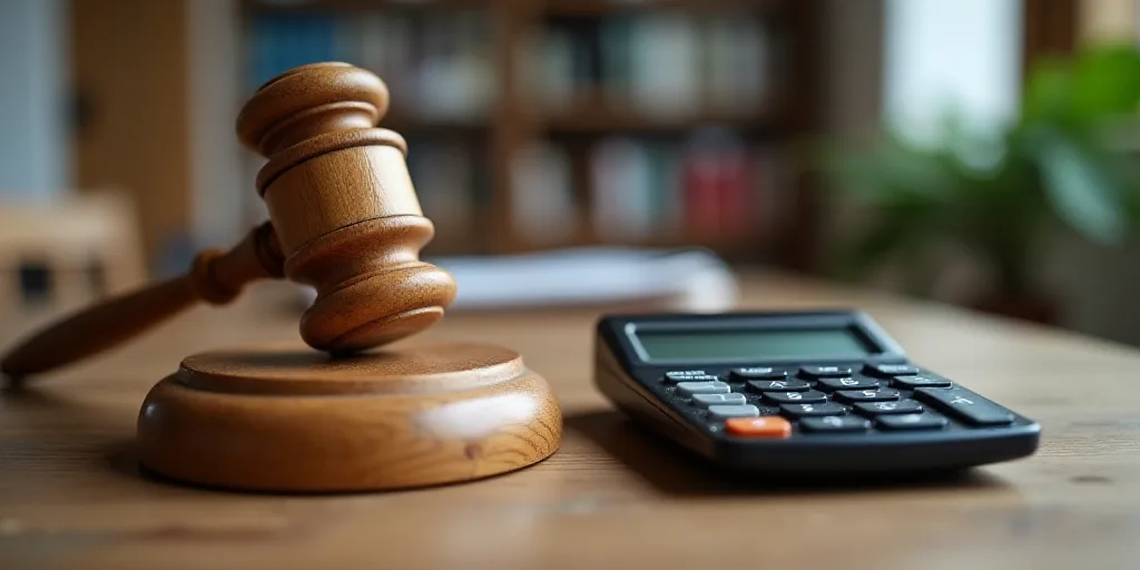a wooden judge's gaven next to a calculator on a table with a calculator on it, Avgust Černigoj, go