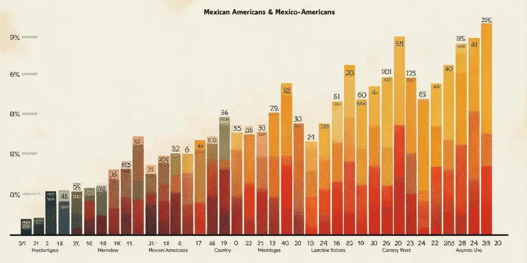 a bar graph showing the number of mexican americans in the country, and the percentage of mexican am