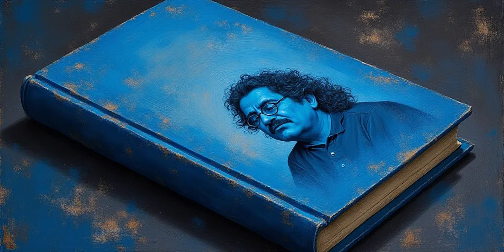 a blue and black book cover with a picture of jose fonseca on it and a black and blue background, Fe