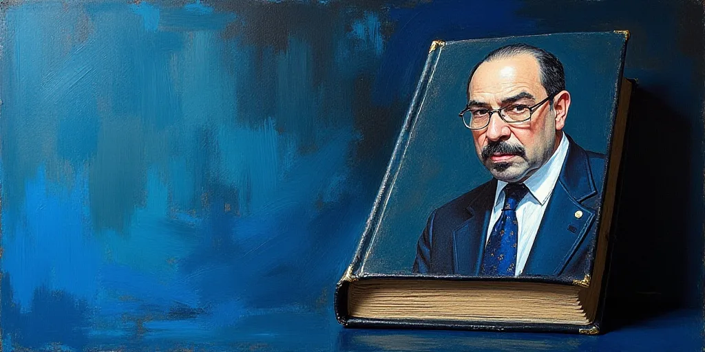 a blue and black book cover with a picture of jose fonseca on it and a black and blue background, Fe