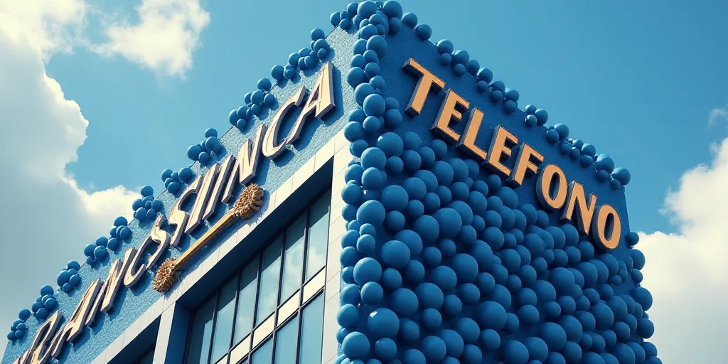 a building with a sign that says telefonica on it's side and blue balls on the outside, Carlos Trill