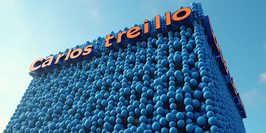 a building with a sign that says telefonica on it's side and blue balls on the outside, Carlos Trill