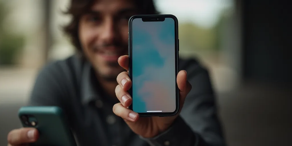 a cell phone is being held up by a person with a cell phone in their hand and a cell phone in the ot
