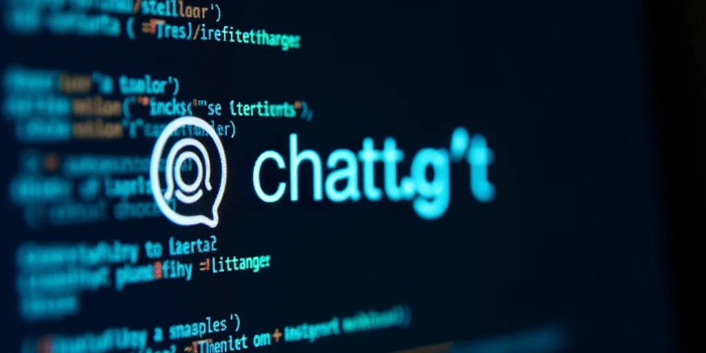 a close up of a computer screen with a logo on it and a caption that reads chatgt is by open ai, Art
