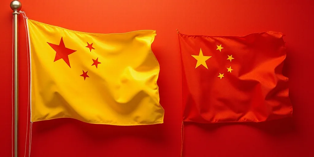a close up of a flag with a red background and a yellow one with white stars on it and a red one wit