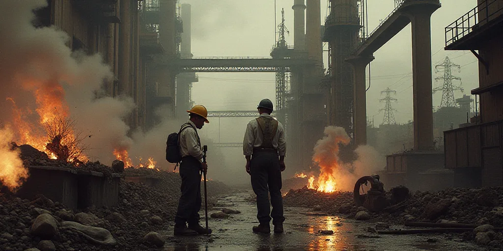 a collage of people working and working in a factory and a fireman in a hard hat and a woman in a wh