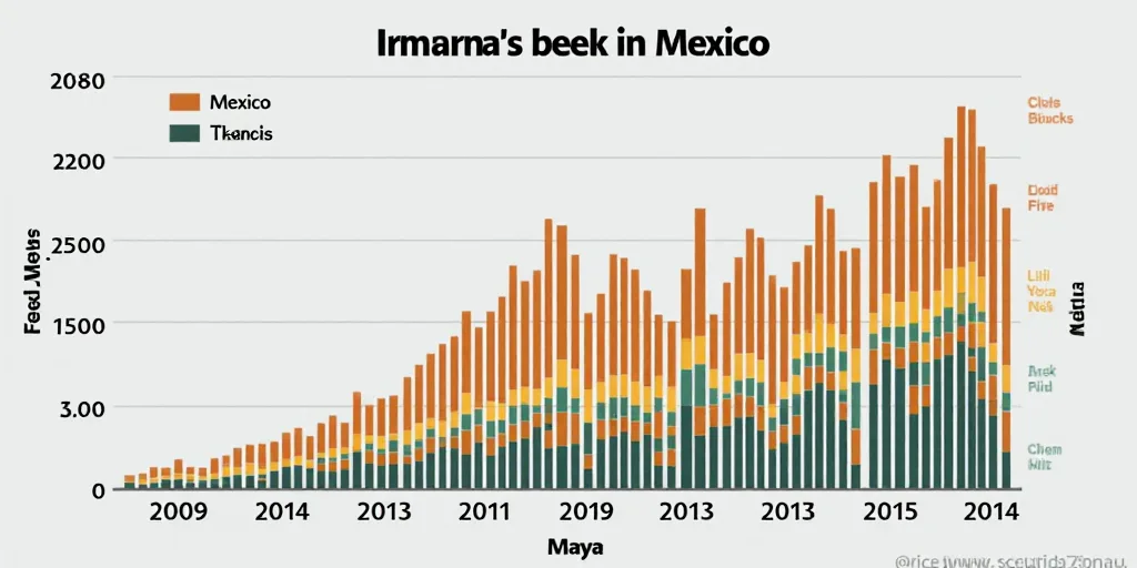 a graph showing the percentage of people in mexico from 2009 to 2013, with the number of people in t